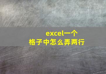 excel一个格子中怎么弄两行