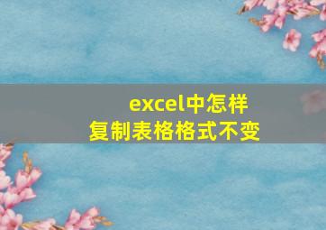 excel中怎样复制表格格式不变