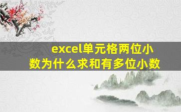 excel单元格两位小数为什么求和有多位小数