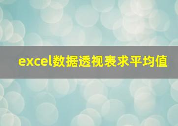 excel数据透视表求平均值