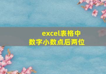 excel表格中数字小数点后两位