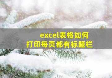 excel表格如何打印每页都有标题栏