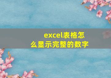 excel表格怎么显示完整的数字