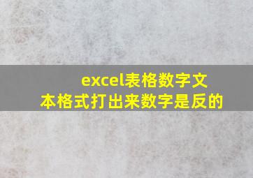 excel表格数字文本格式打出来数字是反的