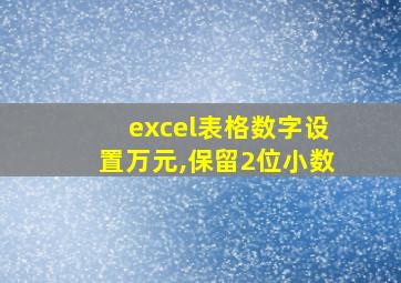 excel表格数字设置万元,保留2位小数