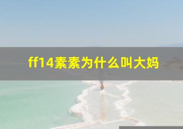 ff14素素为什么叫大妈