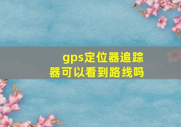 gps定位器追踪器可以看到路线吗