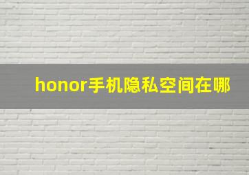 honor手机隐私空间在哪