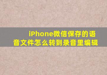 iPhone微信保存的语音文件怎么转到录音里编辑