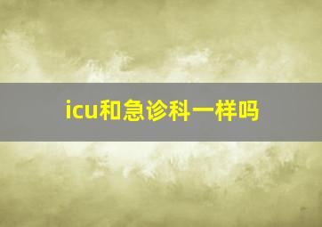 icu和急诊科一样吗