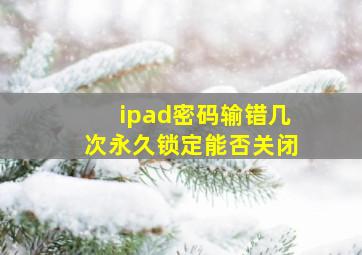 ipad密码输错几次永久锁定能否关闭