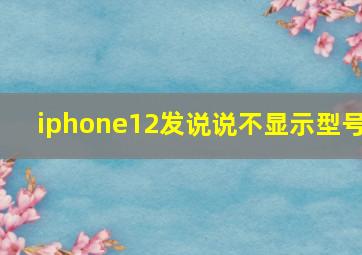 iphone12发说说不显示型号