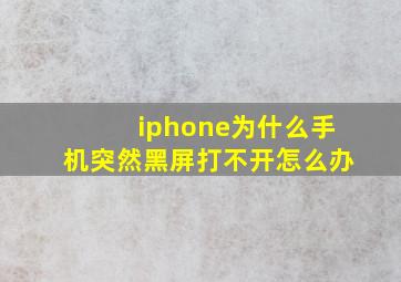 iphone为什么手机突然黑屏打不开怎么办