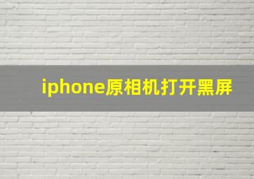 iphone原相机打开黑屏