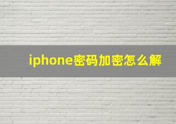 iphone密码加密怎么解