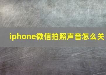 iphone微信拍照声音怎么关