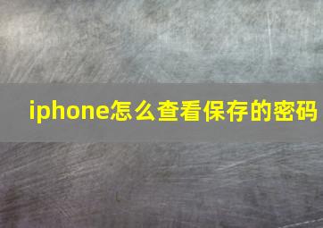 iphone怎么查看保存的密码