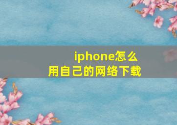 iphone怎么用自己的网络下载