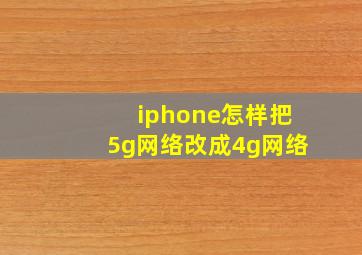 iphone怎样把5g网络改成4g网络