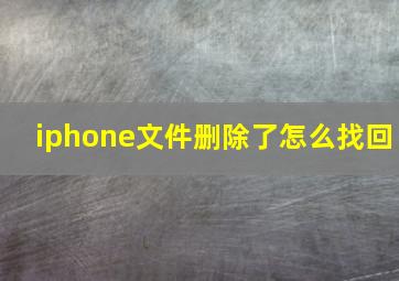 iphone文件删除了怎么找回