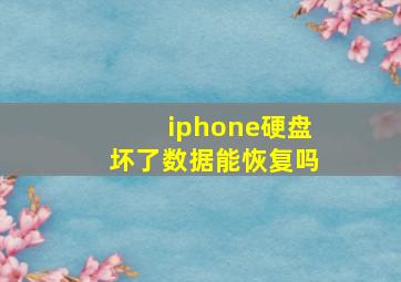 iphone硬盘坏了数据能恢复吗