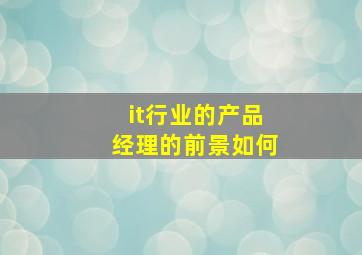 it行业的产品经理的前景如何