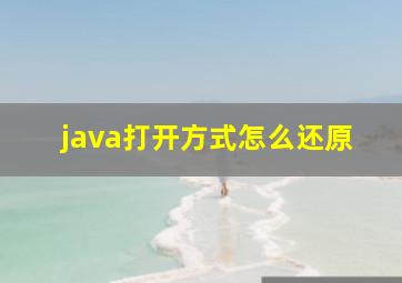 java打开方式怎么还原