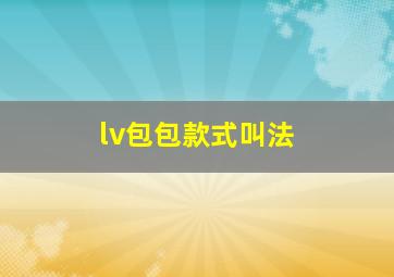 lv包包款式叫法