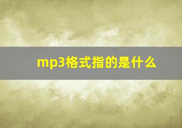 mp3格式指的是什么