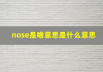 nose是啥意思是什么意思