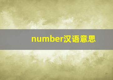 number汉语意思