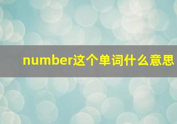 number这个单词什么意思