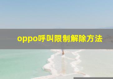 oppo呼叫限制解除方法