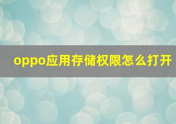 oppo应用存储权限怎么打开