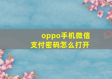 oppo手机微信支付密码怎么打开