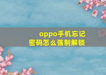 oppo手机忘记密码怎么强制解锁