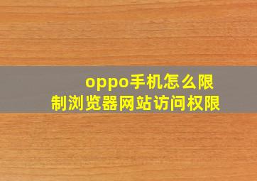 oppo手机怎么限制浏览器网站访问权限