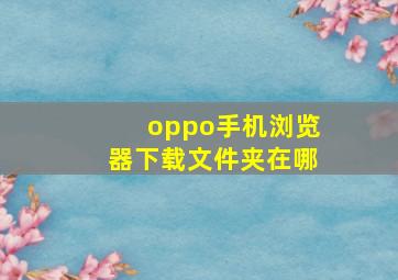 oppo手机浏览器下载文件夹在哪