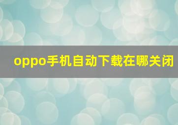 oppo手机自动下载在哪关闭