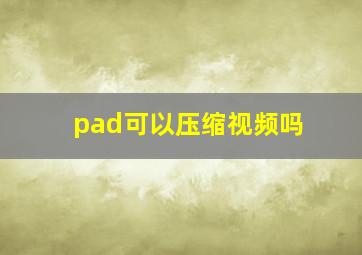 pad可以压缩视频吗