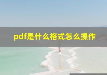 pdf是什么格式怎么操作