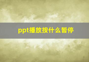 ppt播放按什么暂停