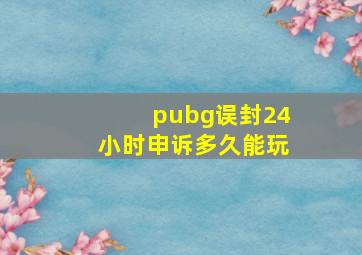 pubg误封24小时申诉多久能玩