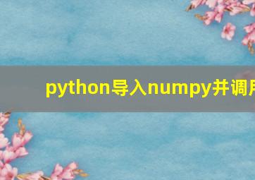 python导入numpy并调用