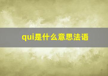 qui是什么意思法语