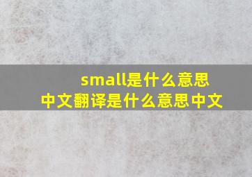 small是什么意思中文翻译是什么意思中文