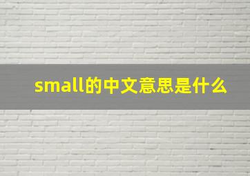 small的中文意思是什么