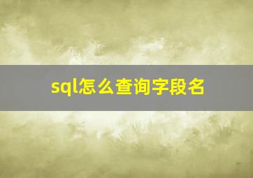 sql怎么查询字段名