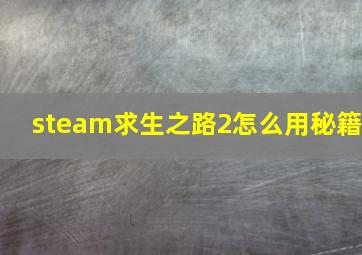 steam求生之路2怎么用秘籍