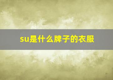 su是什么牌子的衣服